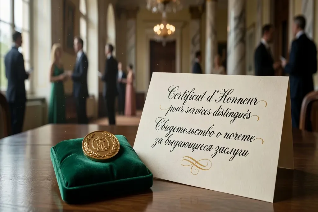 Médaille et certificat du Concours Vera Lautard-Chevtchenko