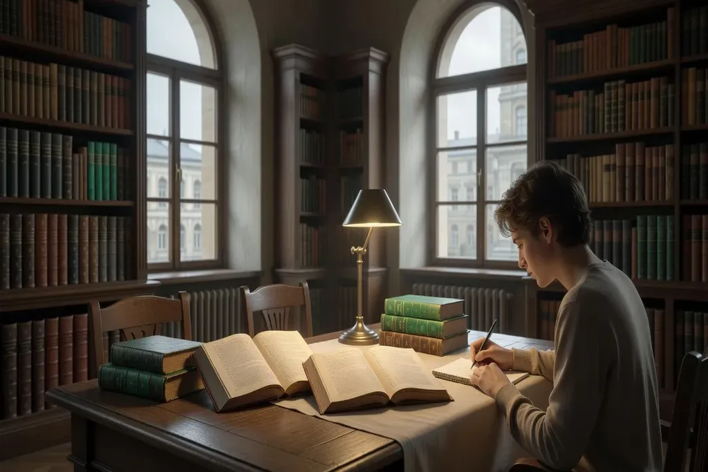 Bibliothèque universitaire avec livres russes et français