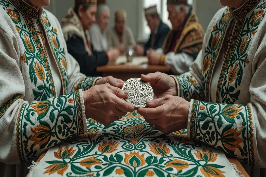 Rituel culturel tatar avec ornements en argent