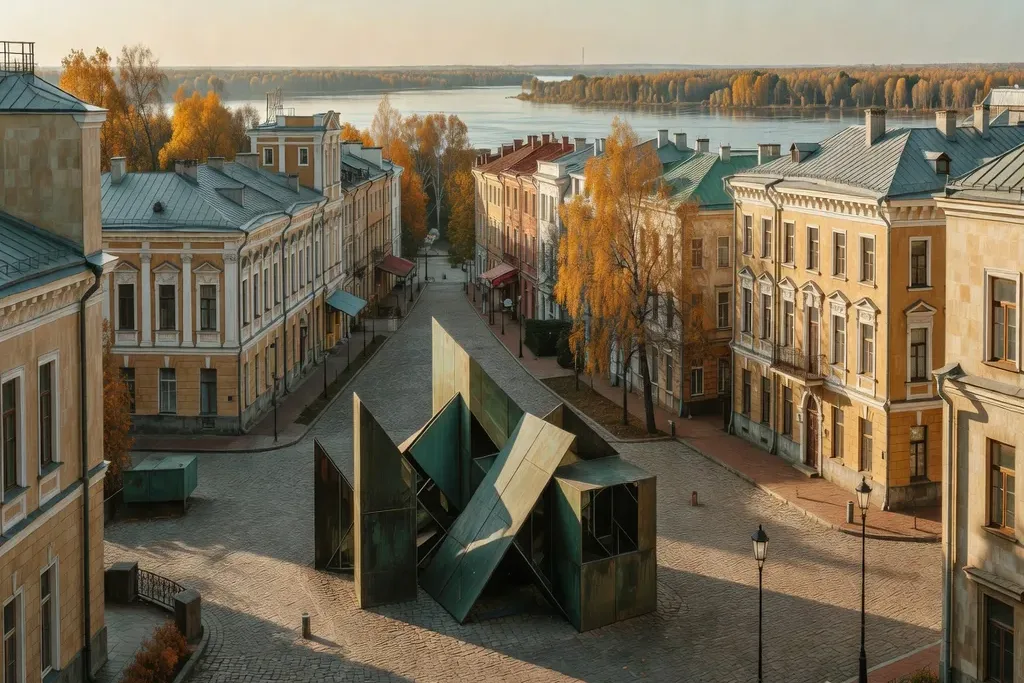 Perm et la Kama avec installation artistique en ville