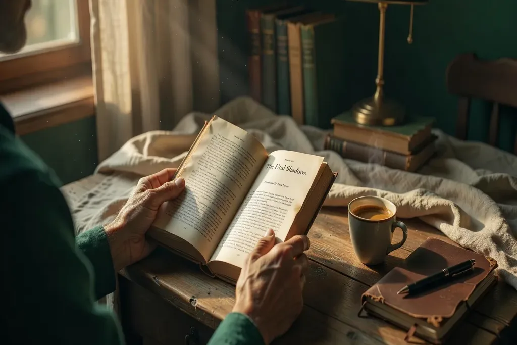Scène de lecture avec un roman russe contemporain