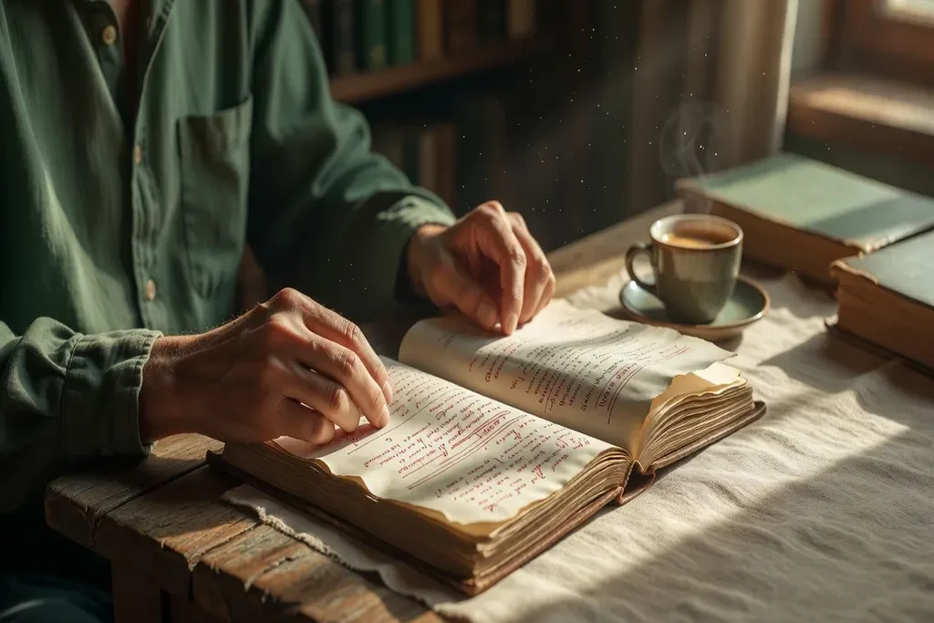 Manuscrit de traducteur avec corrections à l'encre rouge