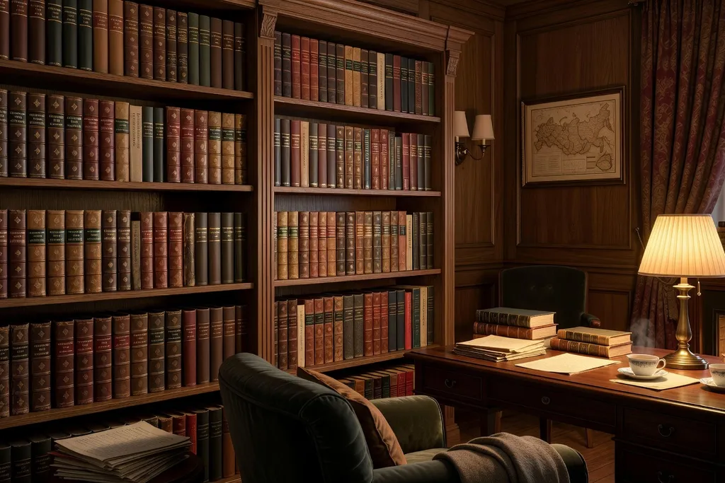 Livres russes et français sur un bureau de traduction littéraire