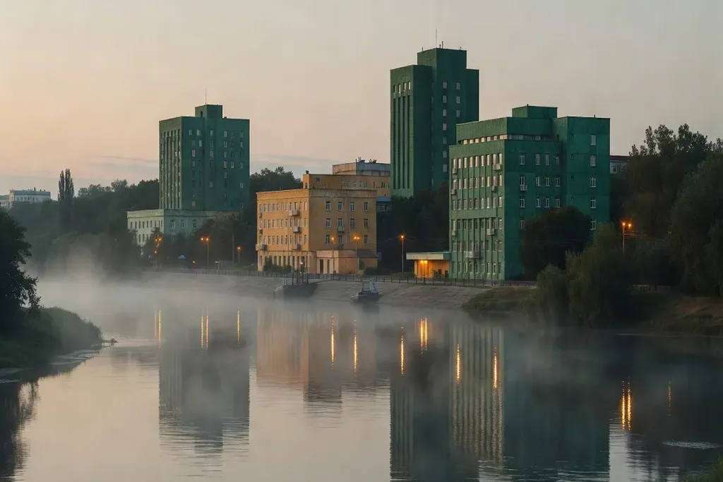 Perm et la rivière Kama au crépuscule