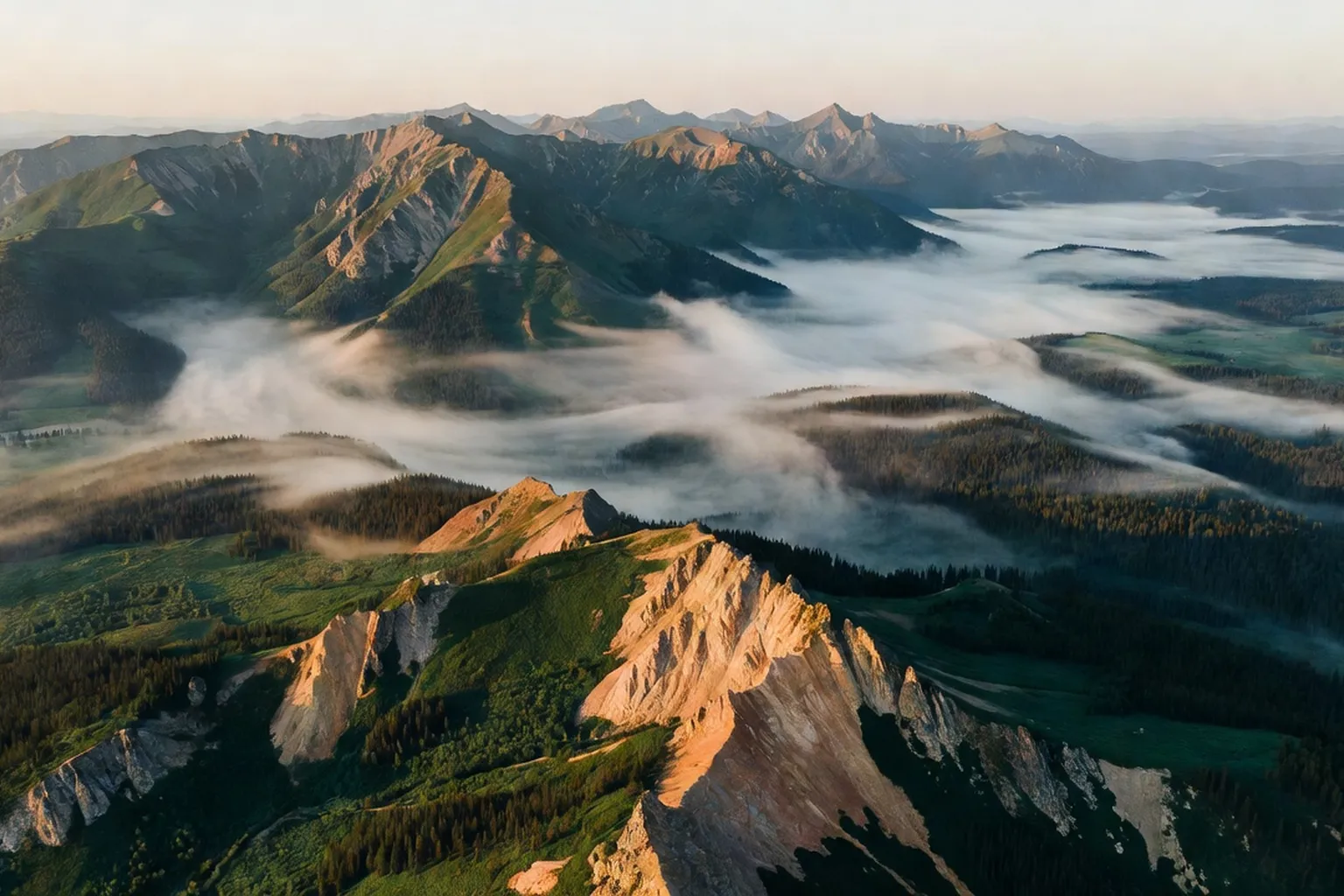 Панорамный вид на Урал, природную границу Европы и Азии